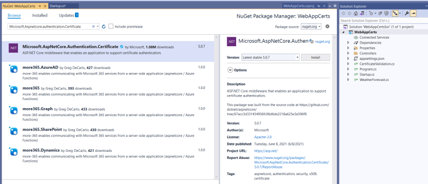 Using Certificates for API authentication in .NET 5